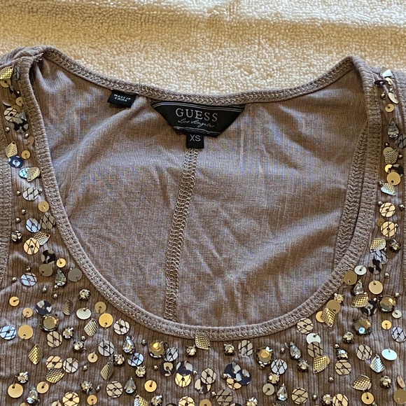 Guess Lightweight Ribbed Tank Top with Sequins - Picture 3 of 9